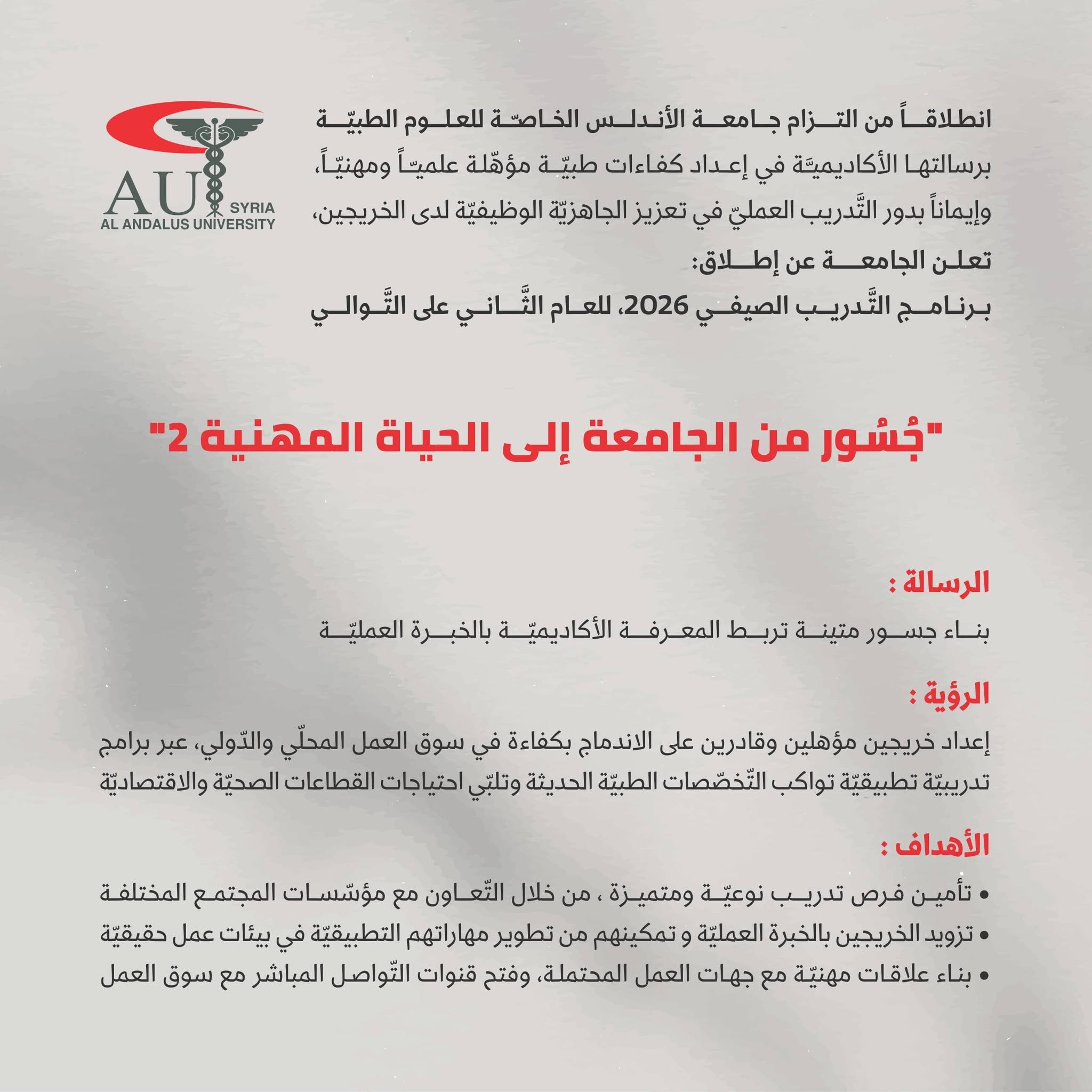 جسور من الجامعة إلى الحياة المهنية ٢