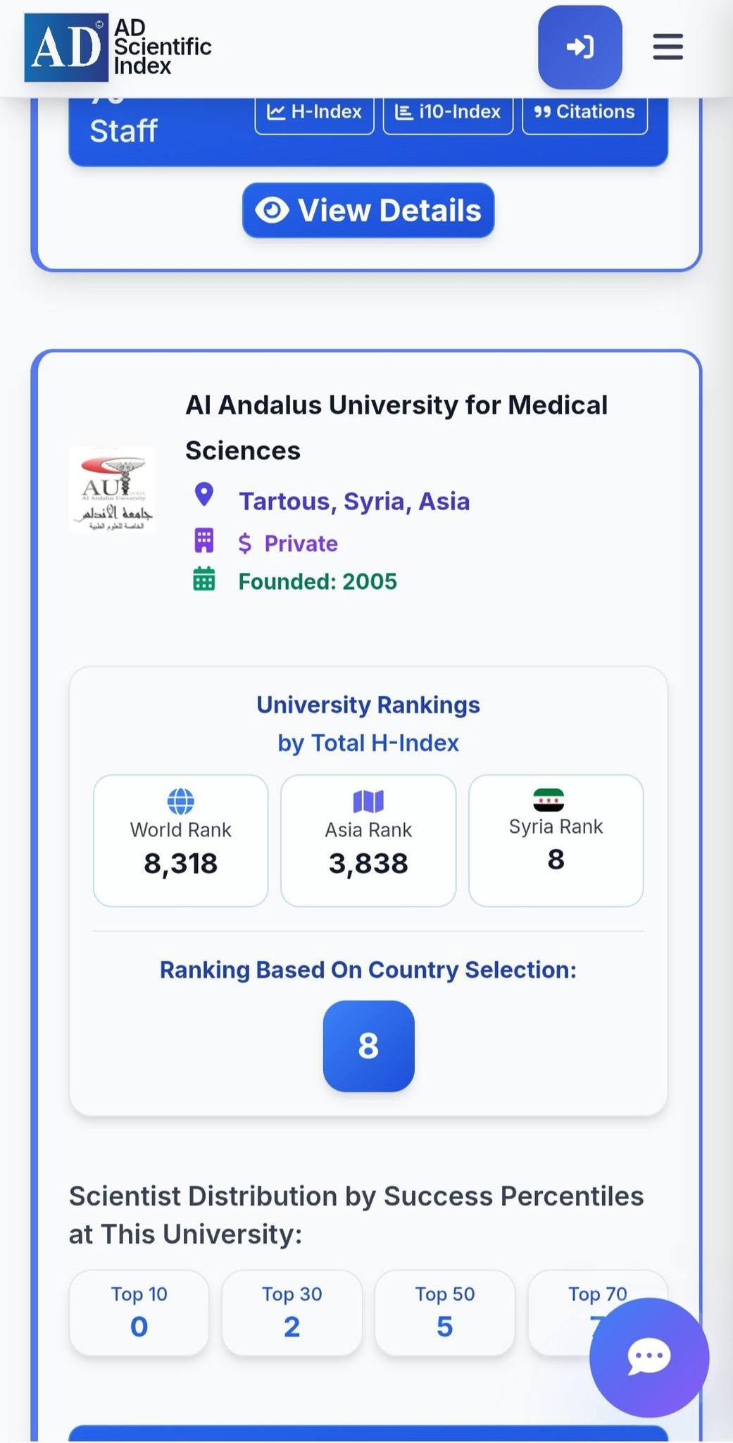 تصنيف AD Scientific Index 2026