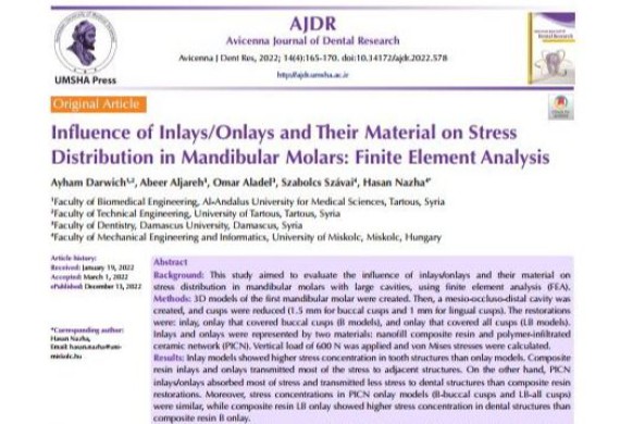 مقالة علمية هامة للباحث الدكتور محمد أيهم درويش في مجلة Journal of Stomatology البولونية