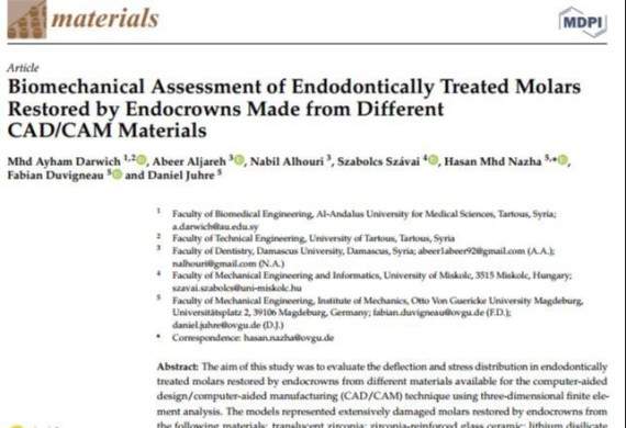 مقالة علمية هامة للباحث الدكتور محمد أيهم درويش في مجلة Materials السويسرية