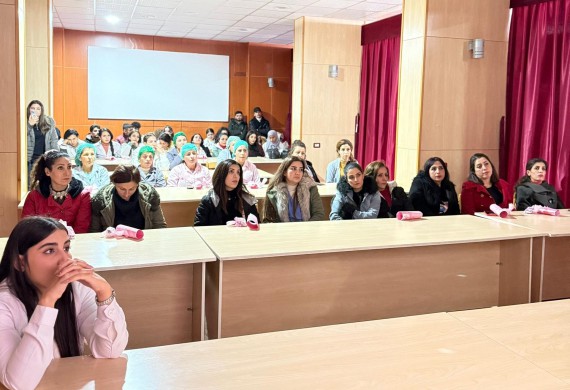 An Educational and Awareness Session for Staff at Al Andalus University Hospital on the Importance of Early Detection of Breast Cancer and How to Perform Breast Self-Examination.
